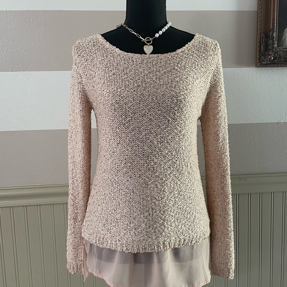 Apt. 9 Light Coral Cream Knit Sweater for Women size S